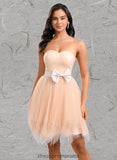 Paola Ball-Gown/Princess Sweetheart Short Tulle Homecoming Dress With Bow STIP0025719