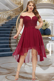 Alanna A-line Off the Shoulder Asymmetrical Chiffon Homecoming Dress With Beading STIP0020582