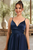 Adriana A-line V-Neck Short/Mini Satin Homecoming Dress STIP0020466