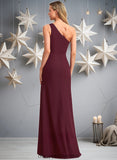 Giselle A-line One Shoulder Floor-Length Chiffon Bridesmaid Dress STIP0025756