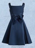 Kaylen A-line Straight Short Satin Homecoming Dress With Bow STIP0025639