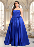 Brisa Ball-Gown/Princess Straight Floor-Length Satin Prom Dresses STIP0025831