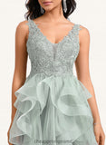 Rosemary Ball-Gown/Princess V-Neck Short Tulle Lace Homecoming Dress STIP0025671