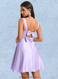 Sarah A-line Sweetheart Short Satin Homecoming Dress With Bow STIP0025682