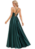 Jazlene A-line Sweetheart Floor-Length Satin Prom Dresses STIP0020969