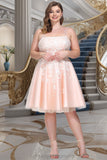 Genesis A-line Square Knee-Length Tulle Homecoming Dress With Beading STIP0020543