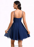 Gisselle A-line V-Neck Short Chiffon Homecoming Dress STIP0025641