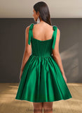 Emily Ball-Gown/Princess Straight Short Satin Homecoming Dress With Bow STIP0025645