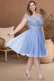 Harper A-line Scoop Short/Mini Tulle Homecoming Dress With Beading Appliques Lace STIP0020547