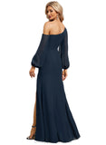 Harper Trumpet/Mermaid Asymmetrical Floor-Length Chiffon Evening Dress With Pleated STIP0020777