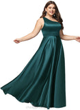 Skylar A-line One Shoulder Floor-Length Satin Prom Dresses With Rhinestone STIP0020905