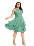 Christina A-line Scoop Knee-Length Chiffon Cocktail Dress With Cascading Ruffles Ruffle STIP0020850