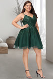 Maliyah A-line V-Neck Short/Mini Tulle Homecoming Dress STIP0020546