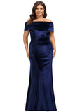 Roberta Sheath/Column Off the Shoulder Floor-Length Velvet Evening Dress STIP0020854