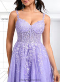 Miah A-line V-Neck Short Tulle Lace Homecoming Dress STIP0025640