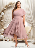 Dakota A-line One Shoulder Asymmetrical Chiffon Bridesmaid Dress With Ruffle STIP0025819