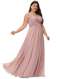 Reese A-line V-Neck Floor-Length Chiffon Evening Dress With Pleated STIP0020943