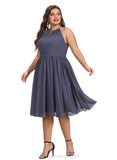 Hadassah A-line Scoop Chiffon Cocktail Dress With Ruffle STIP0020858