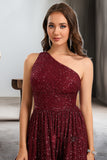 Denisse A-line One Shoulder Short/Mini Sequin Homecoming Dress With Sequins STIP0020485