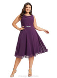 Winnie A-line Cowl Knee-Length Chiffon Cocktail Dress With Beading Sequins STIP0020967