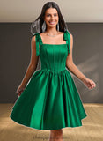 Emily Ball-Gown/Princess Straight Short Satin Homecoming Dress With Bow STIP0025645