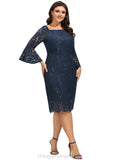 Harmony Sheath/Column Off the Shoulder Knee-Length Lace Evening Dress With Sequins STIP0020956