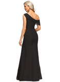 Genesis Sheath/Column Asymmetrical Floor-Length Chiffon Evening Dress With Pleated STIP0020865