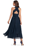 Jill A-line One Shoulder V-Neck Asymmetrical Chiffon Cocktail Dress STIP0020773