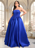 Brisa Ball-Gown/Princess Straight Floor-Length Satin Prom Dresses STIP0025831