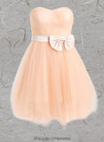 Paola Ball-Gown/Princess Sweetheart Short Tulle Homecoming Dress With Bow STIP0025719