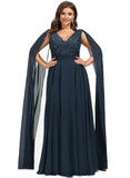 Kristina A-line V-Neck Floor-Length Chiffon Lace Evening Dress With Sequins STIP0020990