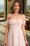 Jaslyn A-line Off the Shoulder Short/Mini Chiffon Homecoming Dress STIP0020472