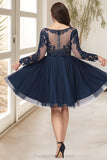 Baylee A-line Scoop Short/Mini Tulle Homecoming Dress STIP0020573