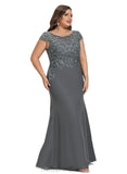 Kennedy Sheath/Column Scoop Illusion Floor-Length Chiffon Lace Evening Dress With Sequins STIP0020964