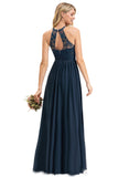 Frida A-line Scoop Illusion Floor-Length Chiffon Lace Evening Dress STIP0020944