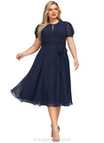 Bridget A-line Scoop Tea-Length Chiffon Cocktail Dress With Pleated STIP0020800