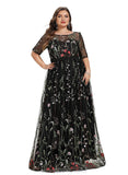 Kinsley A-line Scoop Illusion Floor-Length Lace Evening Dress With Beading STIP0020919