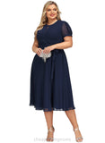 Bridget A-line Scoop Tea-Length Chiffon Cocktail Dress With Pleated STIP0020800