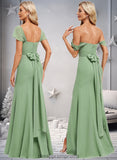 Aliyah Trumpet/Mermaid Off the Shoulder V-Neck Floor-Length Chiffon Bridesmaid Dress STIP0025810