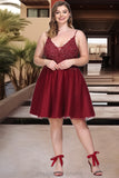 Barbara A-line V-Neck Short/Mini Lace Tulle Homecoming Dress With Sequins STIP0020498