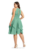 Christina A-line Scoop Knee-Length Chiffon Cocktail Dress With Cascading Ruffles Ruffle STIP0020850