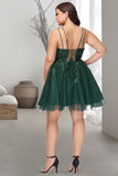 Maliyah A-line V-Neck Short/Mini Tulle Homecoming Dress STIP0020546