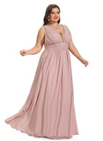 Carissa A-line V-Neck Floor-Length Chiffon Evening Dress With Pleated STIP0020827