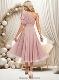 Dakota A-line One Shoulder Asymmetrical Chiffon Bridesmaid Dress With Ruffle STIP0025819