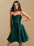 Ellie A-line Cowl Short Stretch Satin Homecoming Dress STIP0025664