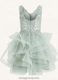 Rosemary Ball-Gown/Princess V-Neck Short Tulle Lace Homecoming Dress STIP0025671