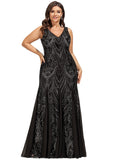 Aria Trumpet/Mermaid V-Neck Floor-Length Chiffon Sequin Evening Dress STIP0020862