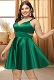 Addyson A-line V-Neck Short/Mini Satin Homecoming Dress STIP0020493