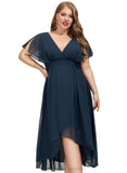 Cora A-line V-Neck Asymmetrical Chiffon Cocktail Dress STIP0020801