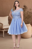 Harper A-line Scoop Short/Mini Tulle Homecoming Dress With Beading Appliques Lace STIP0020547